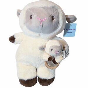 ANIMAL ADVENTURE LAMB SET RATTLE PLUSH STUFFED TOY 13"